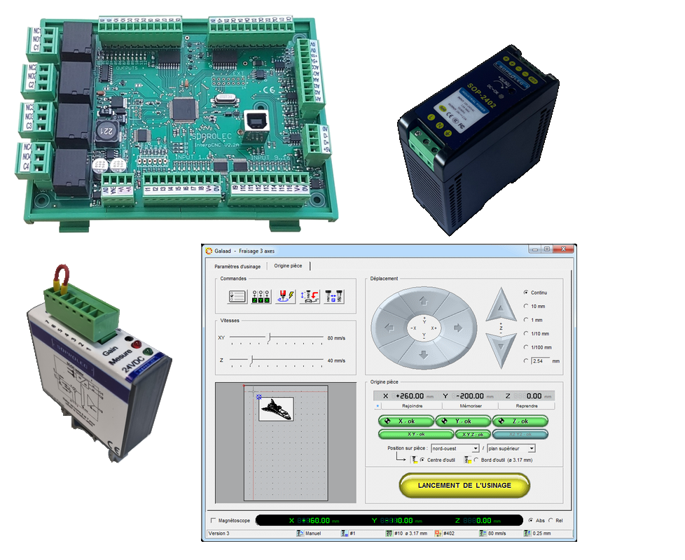 Plasma Cutting digital control pack: 5 axis CNC card + 24V power supply + GALAAD CFAO PRO + THC Amplifier-Isolator