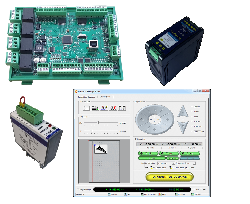 [Pack Plasma 5 axes] Plasma Cutting digital control pack: 5 axis CNC card + 24V power supply + GALAAD CFAO PRO + THC Amplifier-Isolator